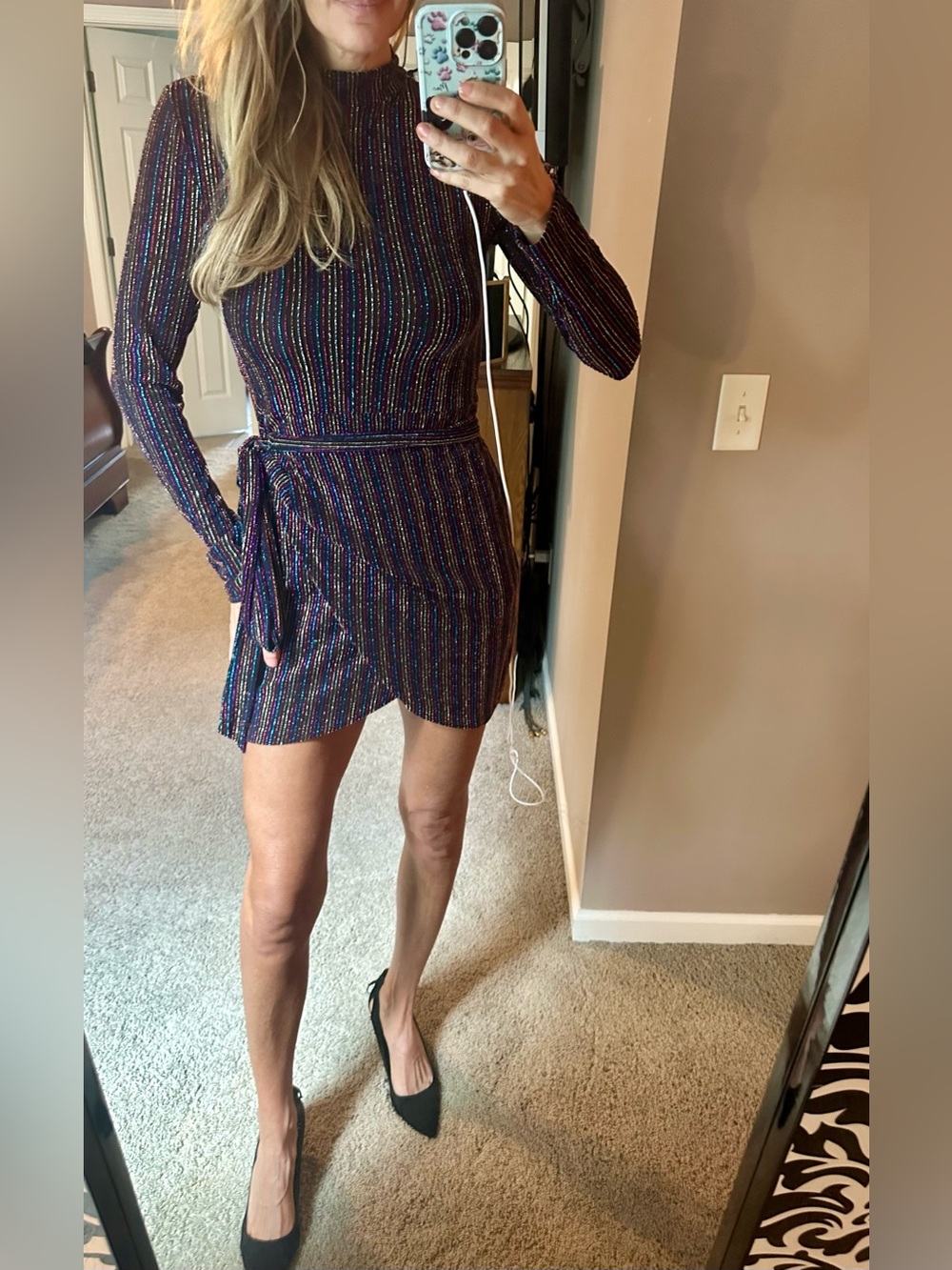 Black Metallic Striped Dress or Skirt